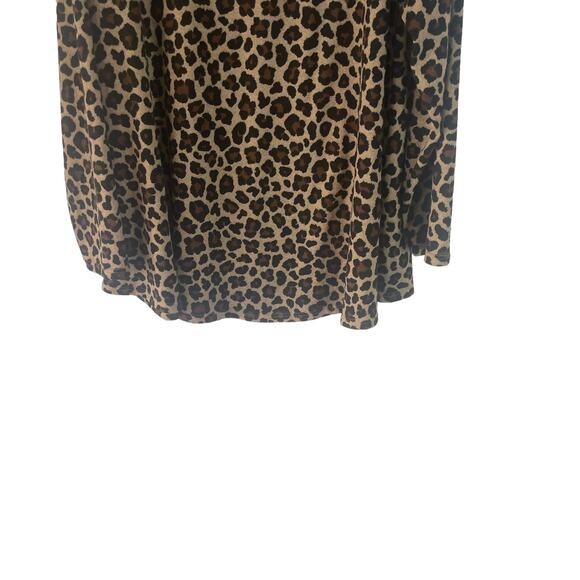 Green Envelope‎ Women's Plus Size 2X Animal Cheetah Brown Print Tunic Sweater - Picture 3 of 7